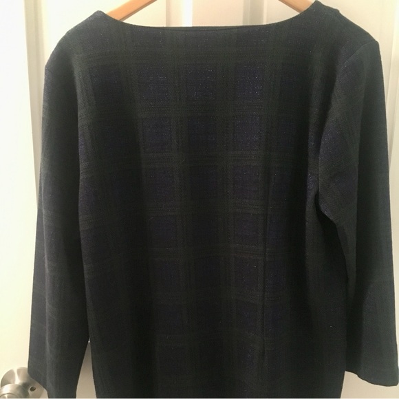 Talbots Zip Pocket Jacquard Green and Blue Plaid Print with Gold Hardware Large - Picture 4 of 7